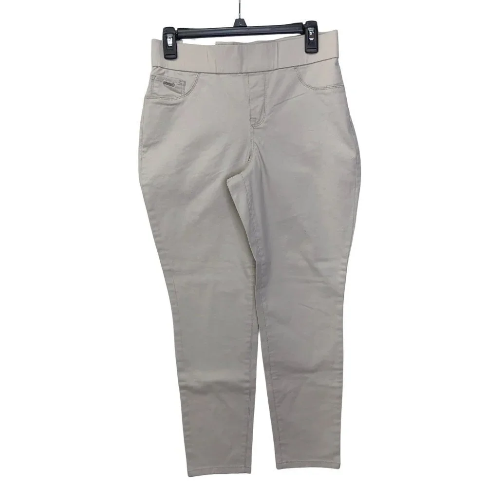 NINE WEST HEIDI PULL‎ ON CROP STRETCH  BEIGE PANTS SIZE 4 NWT